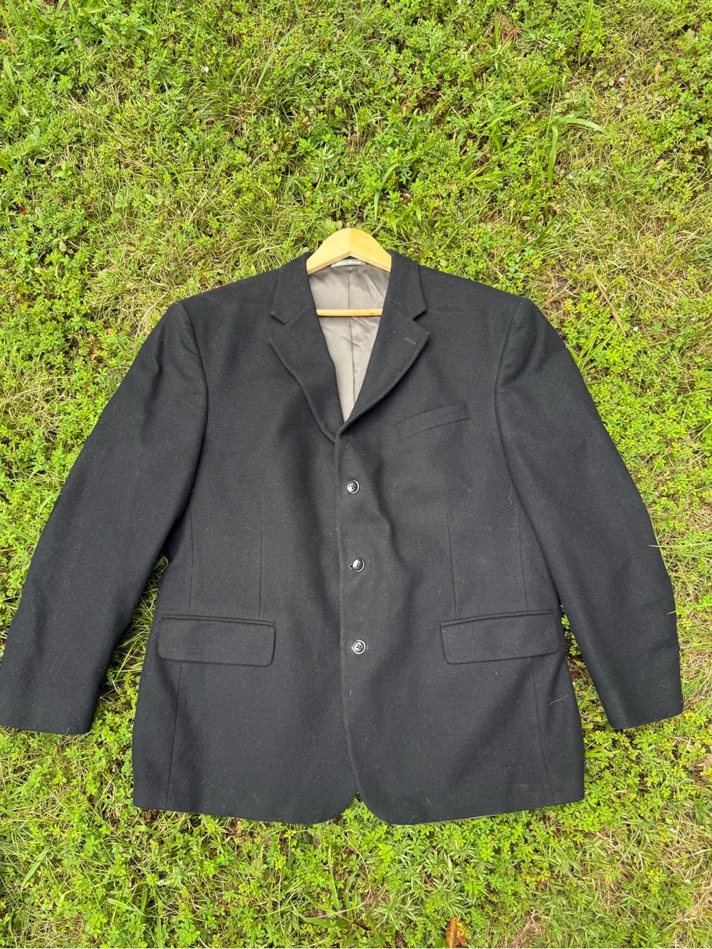 Oscar DeLaRenta Men's Black Wool Blend Blazer - Classic Single-Breasted